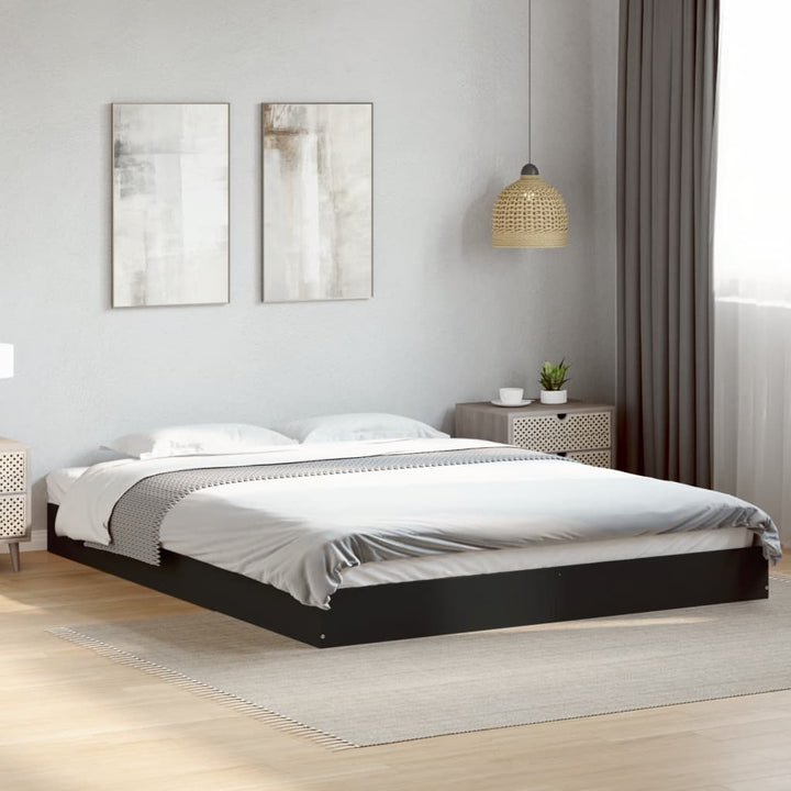 sengestel 150x200 cm konstrueret træ sort