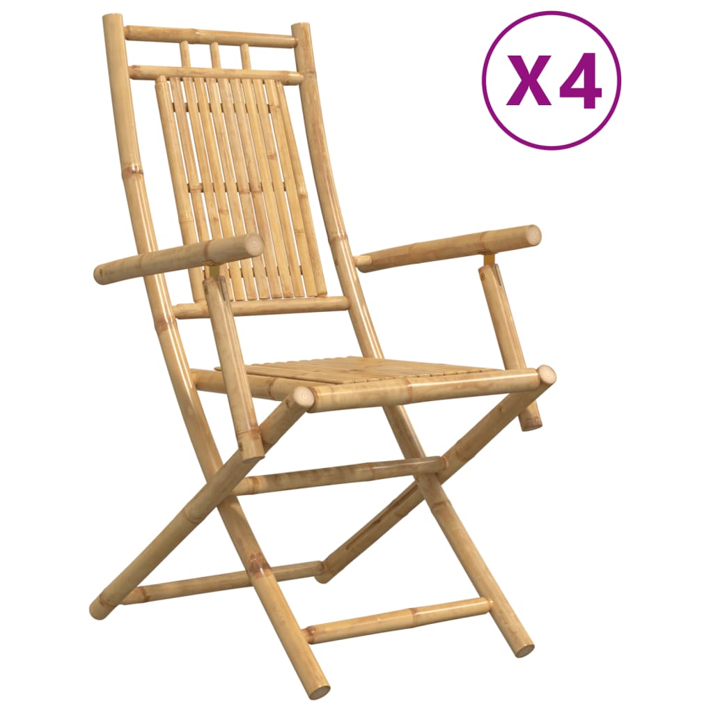 foldbare havestole 4 stk. 53x66x99 cm bambus