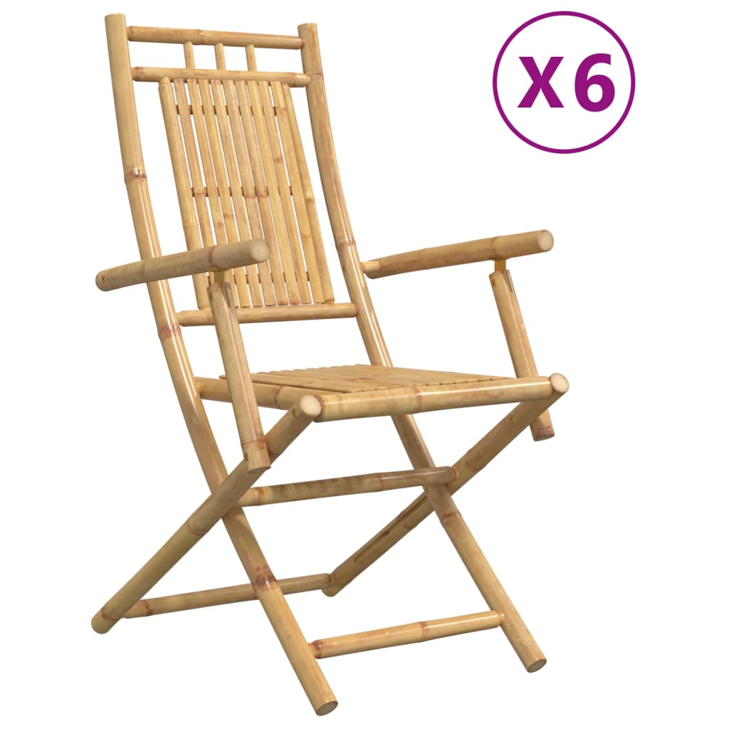 foldbare havestole 6 stk. 53x66x99 cm bambus