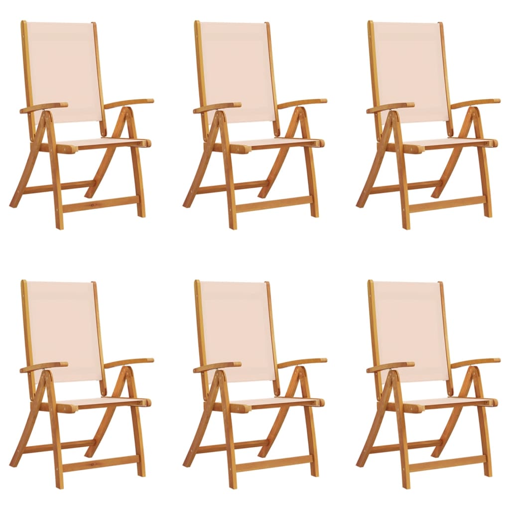foldbare havestole 6 stk. massivt akacietræ og textilene