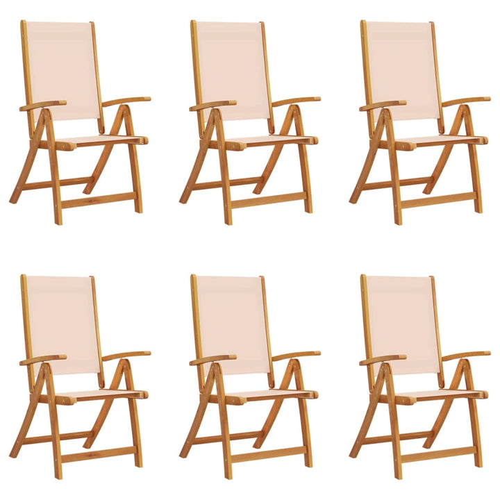 foldbare havestole 6 stk. massivt akacietræ og textilene