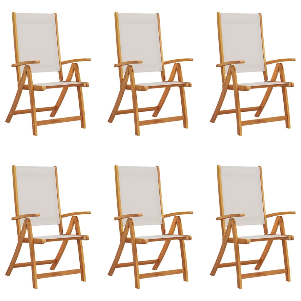 foldbare havestole 6 stk. massivt akacietræ og textilene