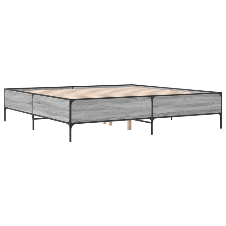 sengestel 200x200 cm konstrueret træ og metal grå sonoma-eg