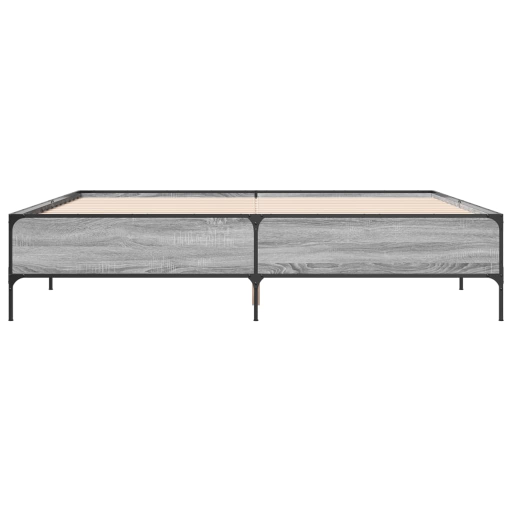 sengestel 200x200 cm konstrueret træ og metal grå sonoma-eg