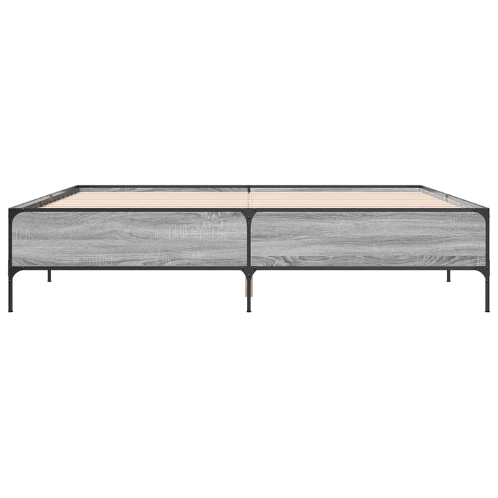 sengestel 200x200 cm konstrueret træ og metal grå sonoma-eg