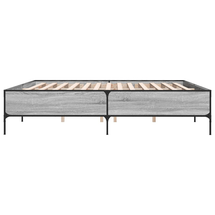 sengestel 200x200 cm konstrueret træ og metal grå sonoma-eg