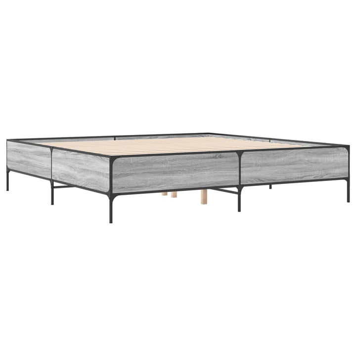 sengestel 200x200 cm konstrueret træ og metal grå sonoma-eg
