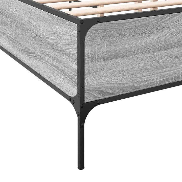 sengestel 200x200 cm konstrueret træ og metal grå sonoma-eg