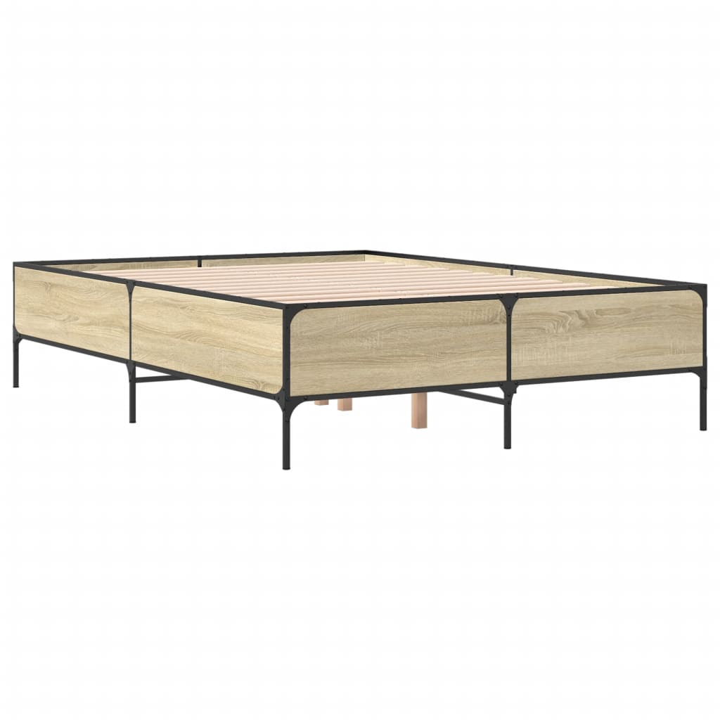 sengestel 160x200 cm konstrueret træ og metal sonoma-eg