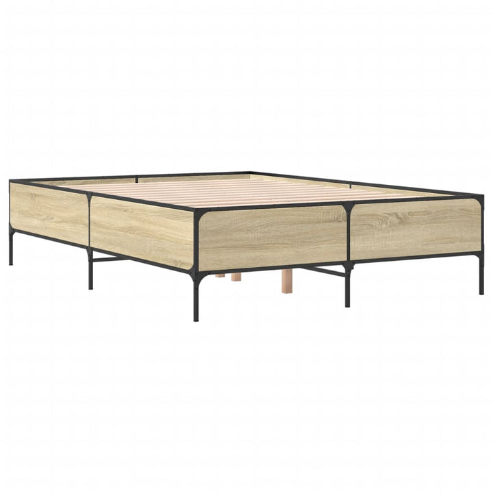 sengestel 160x200 cm konstrueret træ og metal sonoma-eg