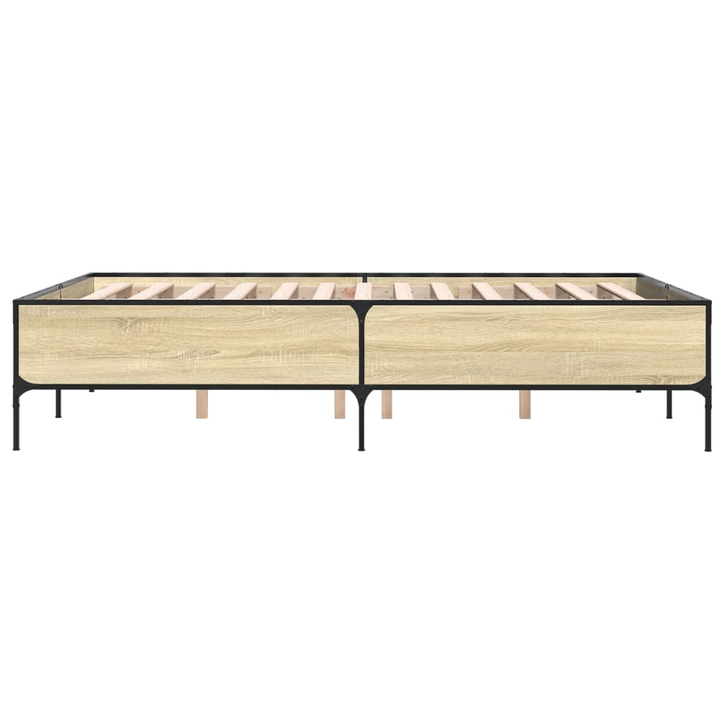 sengestel 160x200 cm konstrueret træ og metal sonoma-eg