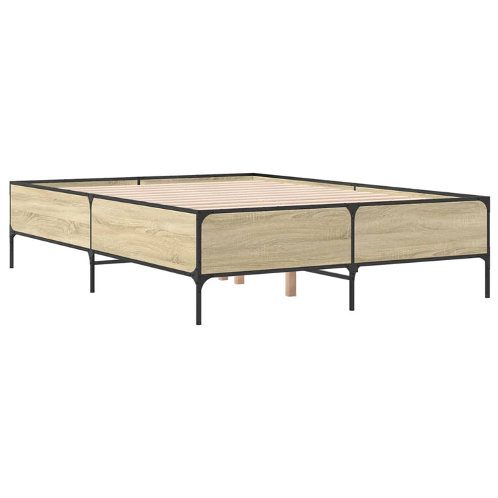 sengestel 160x200 cm konstrueret træ og metal sonoma-eg