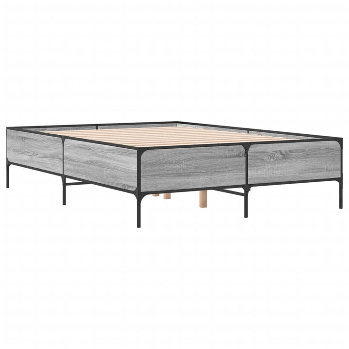 sengestel 160x200 cm konstrueret træ og metal grå sonoma-eg