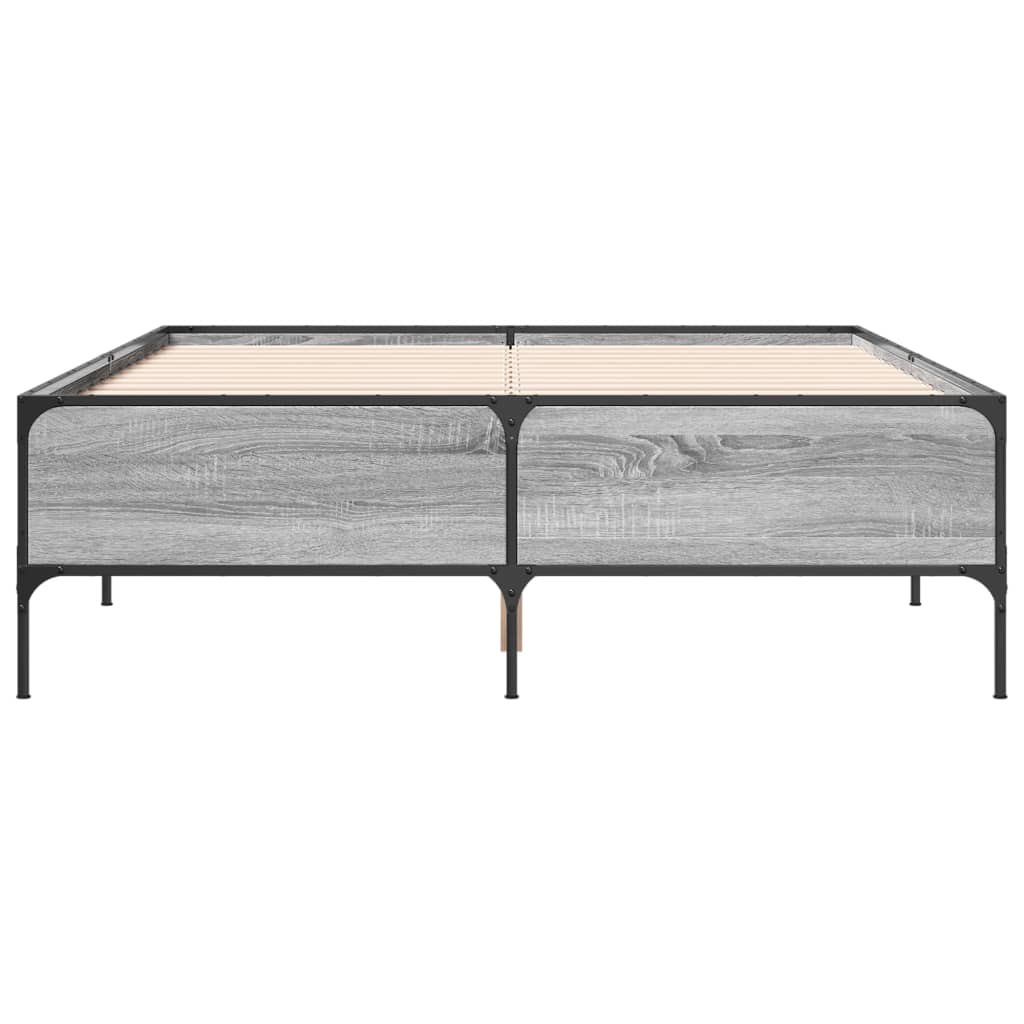 sengestel 160x200 cm konstrueret træ og metal grå sonoma-eg