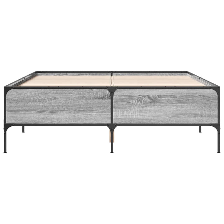 sengestel 160x200 cm konstrueret træ og metal grå sonoma-eg