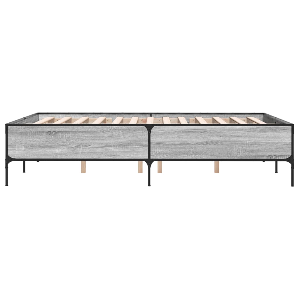 sengestel 160x200 cm konstrueret træ og metal grå sonoma-eg