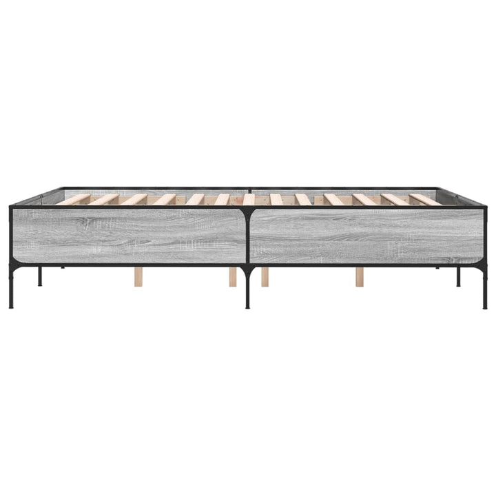 sengestel 160x200 cm konstrueret træ og metal grå sonoma-eg