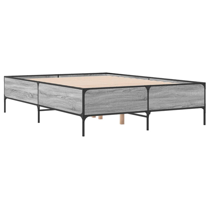 sengestel 160x200 cm konstrueret træ og metal grå sonoma-eg