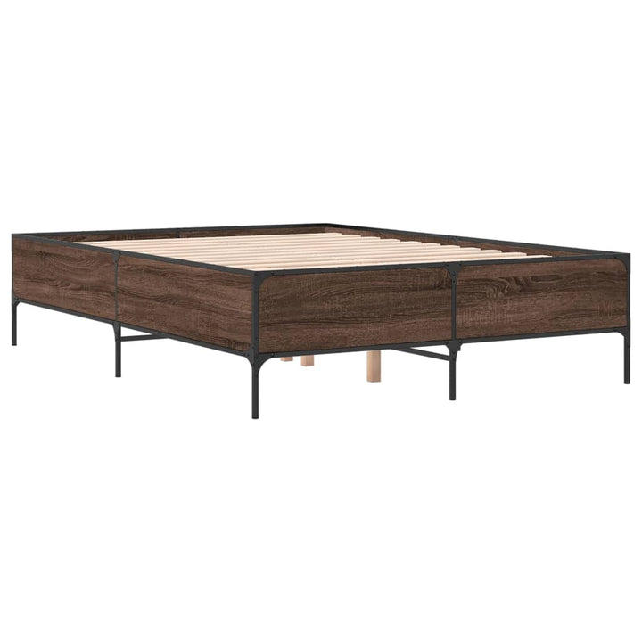 sengestel 160x200 cm konstrueret træ og metal brun egetræ