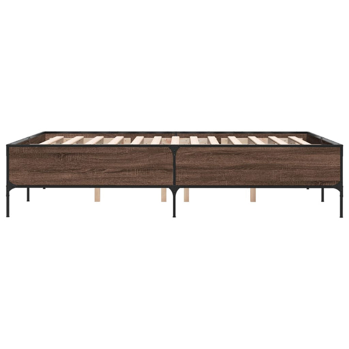sengestel 160x200 cm konstrueret træ og metal brun egetræ