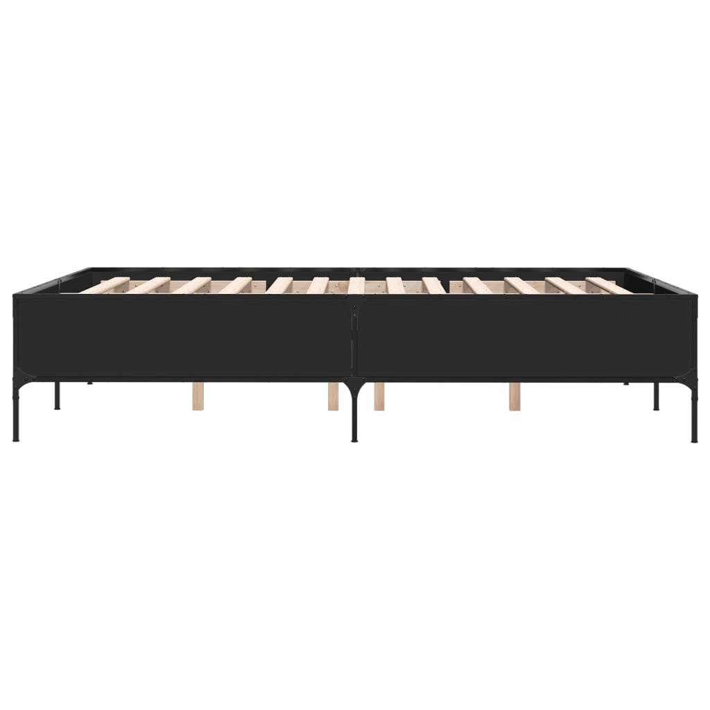 sengestel 150x200 cm konstrueret træ og metal sort