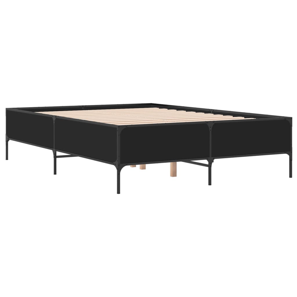 sengestel 150x200 cm konstrueret træ og metal sort