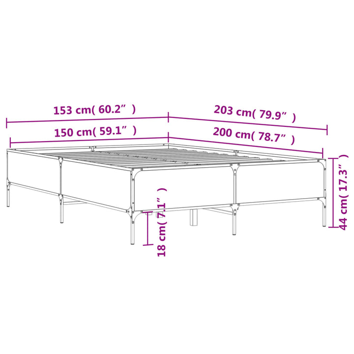 sengestel 150x200 cm konstrueret træ og metal sort