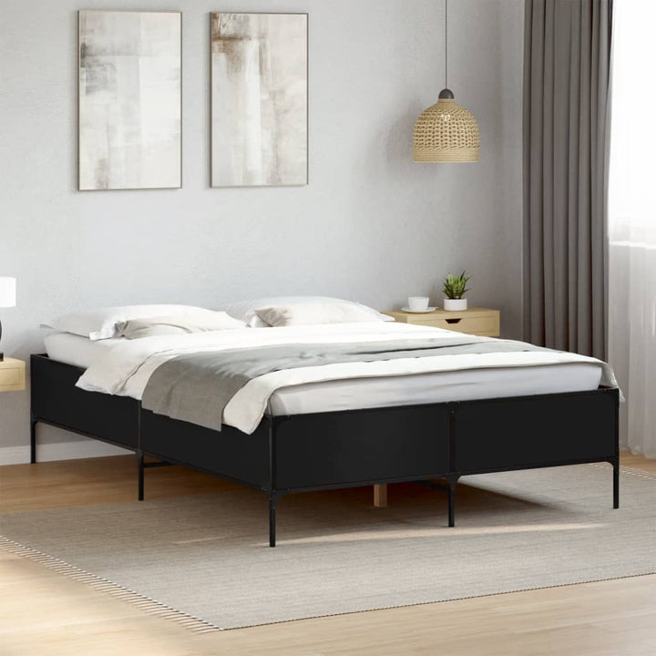 sengestel 150x200 cm konstrueret træ og metal sort