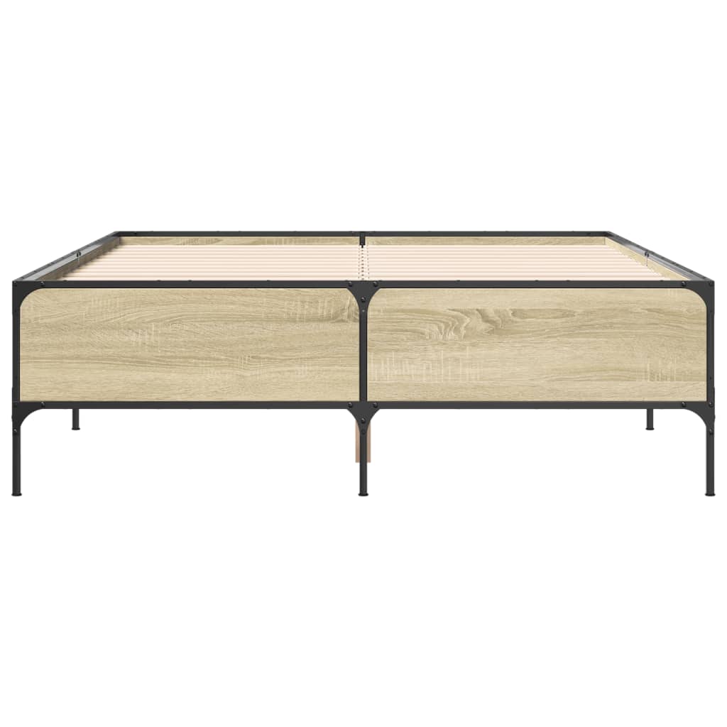 sengestel 150x200 cm konstrueret træ og metal sonoma-eg