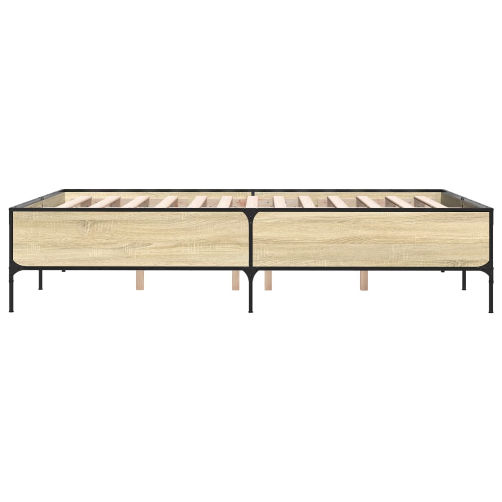 sengestel 150x200 cm konstrueret træ og metal sonoma-eg
