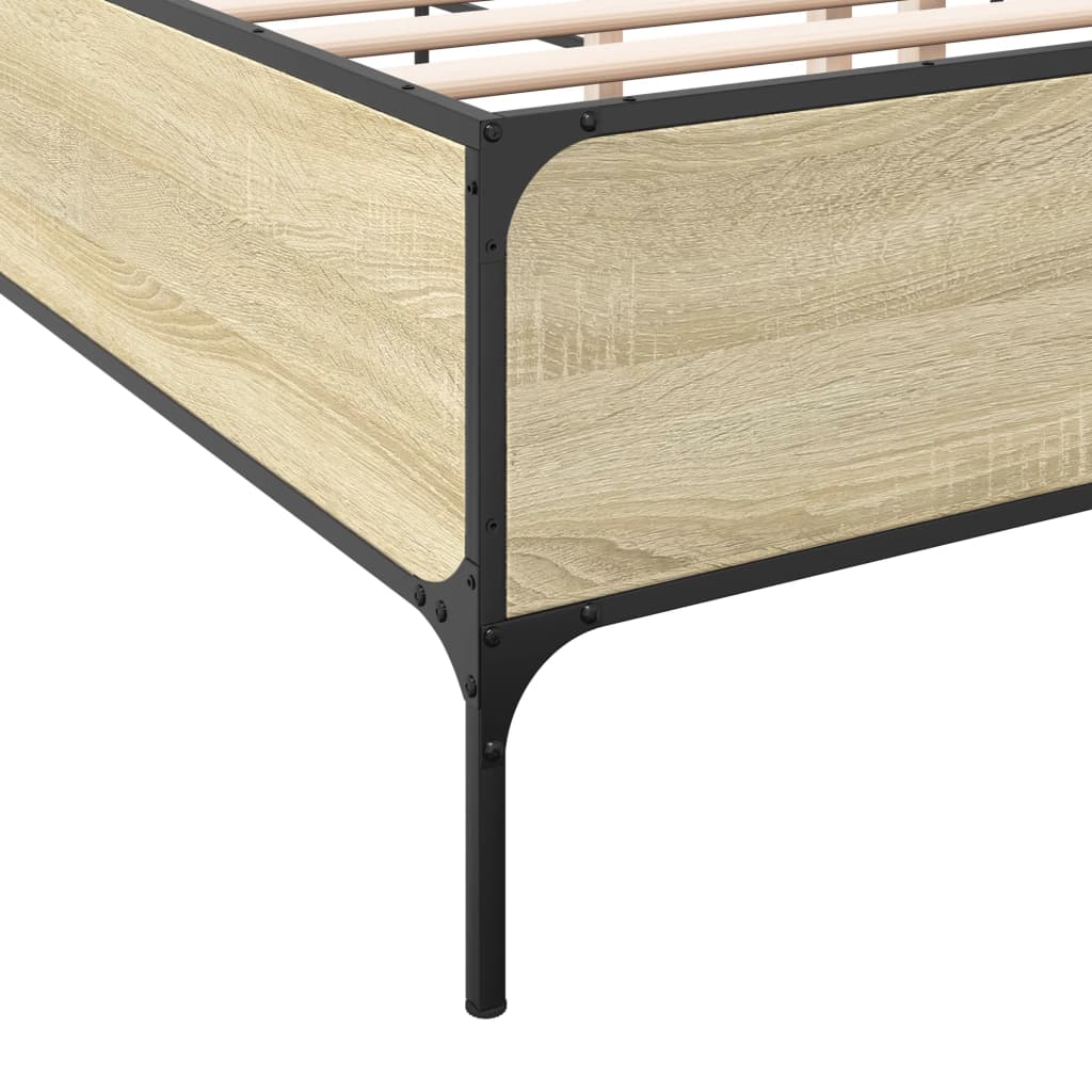 sengestel 150x200 cm konstrueret træ og metal sonoma-eg