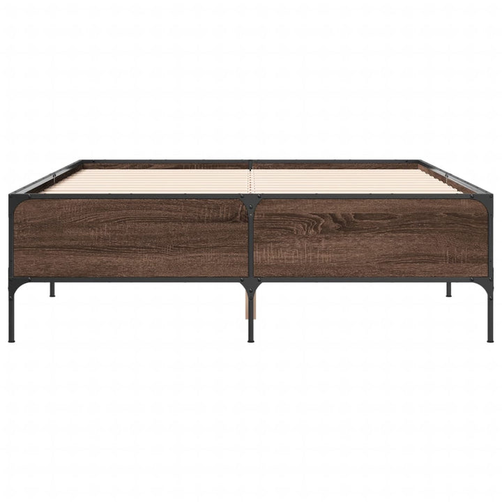 sengestel 150x200 cm konstrueret træ og metal brun egetræ