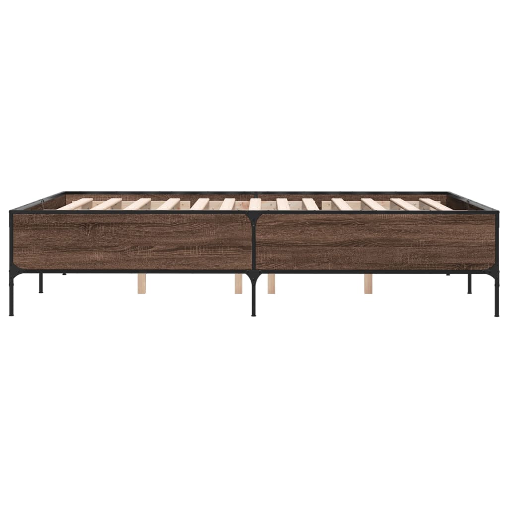sengestel 150x200 cm konstrueret træ og metal brun egetræ