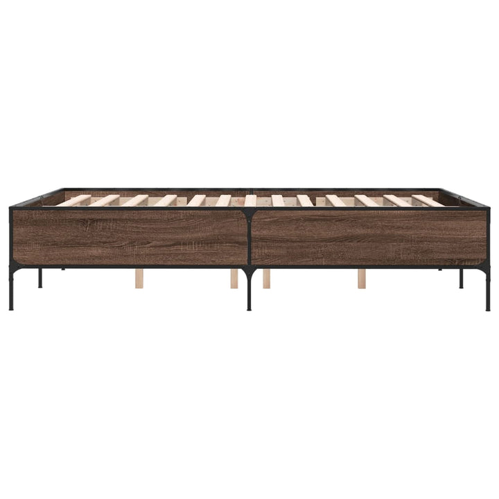 sengestel 150x200 cm konstrueret træ og metal brun egetræ