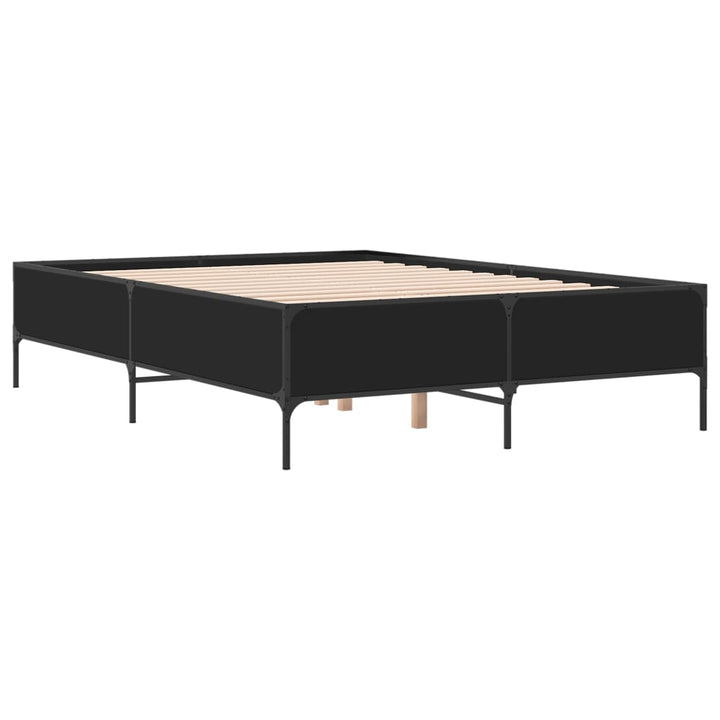 sengestel 135x190 cm konstrueret træ og metal sort