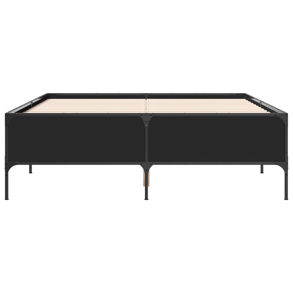 sengestel 135x190 cm konstrueret træ og metal sort