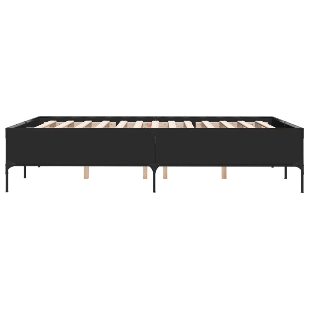 sengestel 135x190 cm konstrueret træ og metal sort