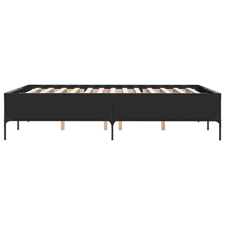 sengestel 135x190 cm konstrueret træ og metal sort