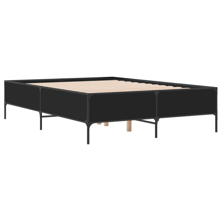 sengestel 135x190 cm konstrueret træ og metal sort