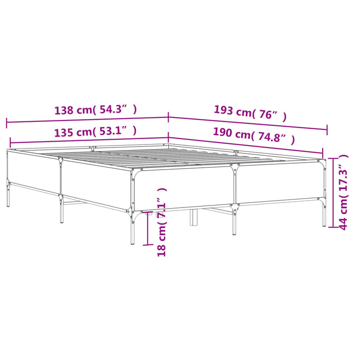 sengestel 135x190 cm konstrueret træ og metal sort