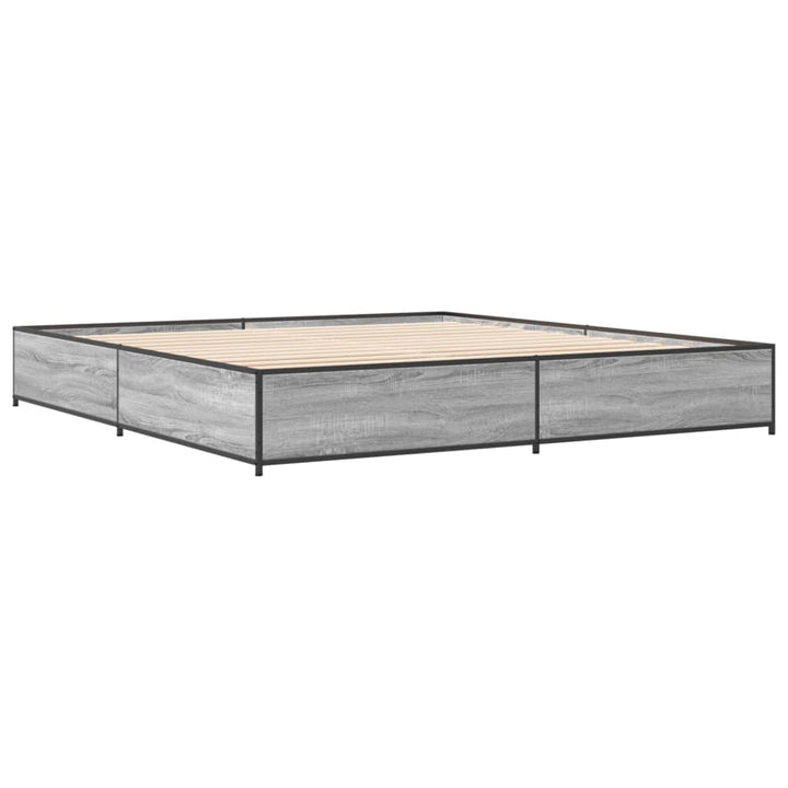 sengestel 200x200 cm konstrueret træ og metal grå sonoma-eg