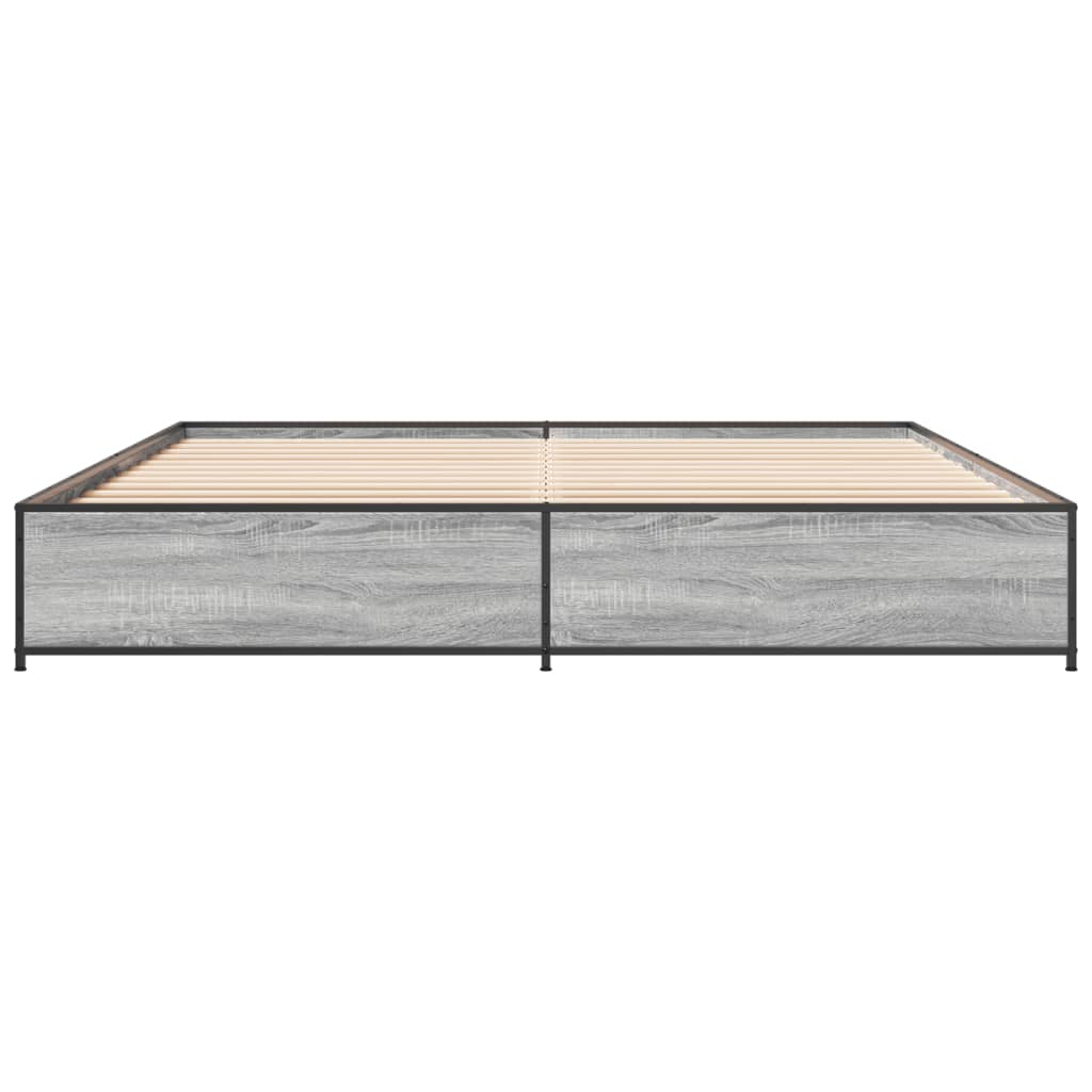 sengestel 200x200 cm konstrueret træ og metal grå sonoma-eg