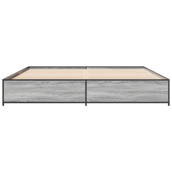 sengestel 200x200 cm konstrueret træ og metal grå sonoma-eg