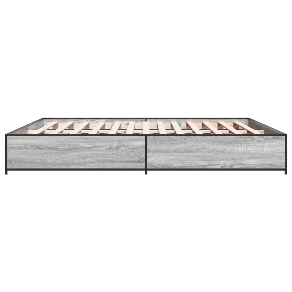 sengestel 200x200 cm konstrueret træ og metal grå sonoma-eg