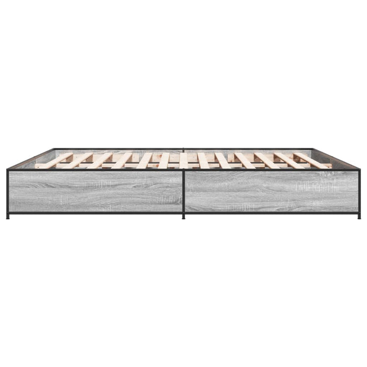 sengestel 200x200 cm konstrueret træ og metal grå sonoma-eg