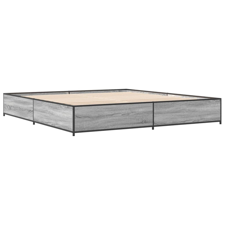 sengestel 200x200 cm konstrueret træ og metal grå sonoma-eg