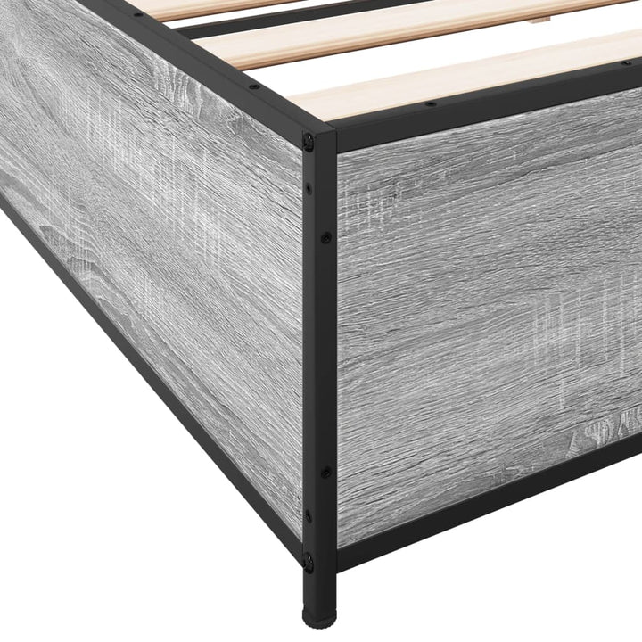 sengestel 200x200 cm konstrueret træ og metal grå sonoma-eg