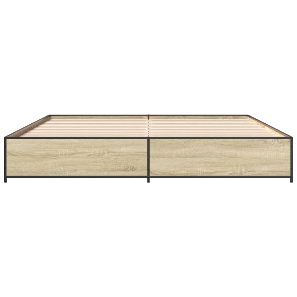 sengestel 160x200 cm konstrueret træ og metal sonoma-eg