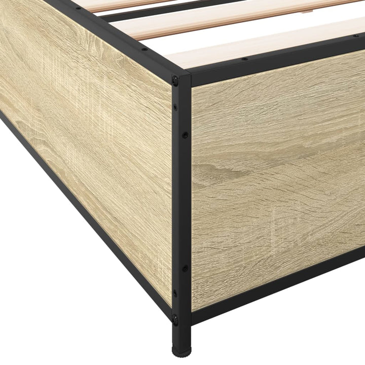 sengestel 160x200 cm konstrueret træ og metal sonoma-eg