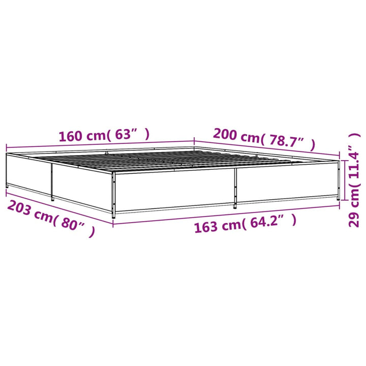 sengestel 160x200 cm konstrueret træ og metal sonoma-eg
